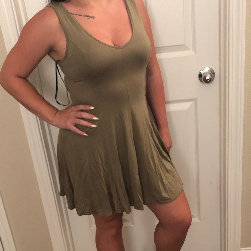Light Olive Sage Green Summer Dress